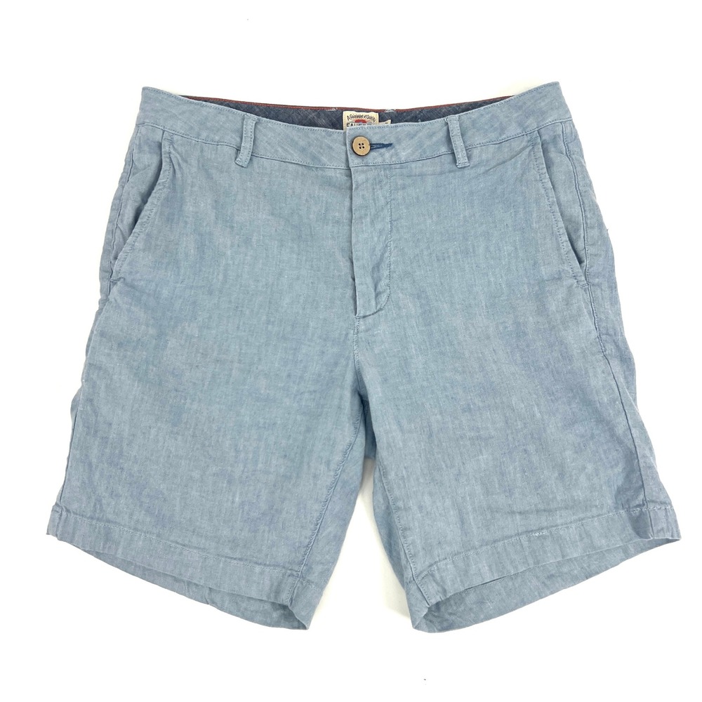 Faherty Brand All Day Shorts Light Blue Linen Cotton Stretch 31 MBS2107-HAV